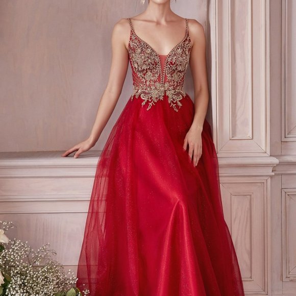 NEW BURGUNDY/GOLD LAYERED TULLE A-LINE FORMAL EVENING PARTY LONG GOWN CD0195 - Picture 2 of 8